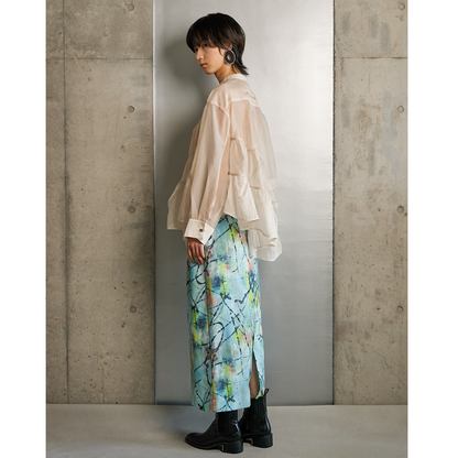 RUMCHE Sheer Gathered Blouse R25A10604