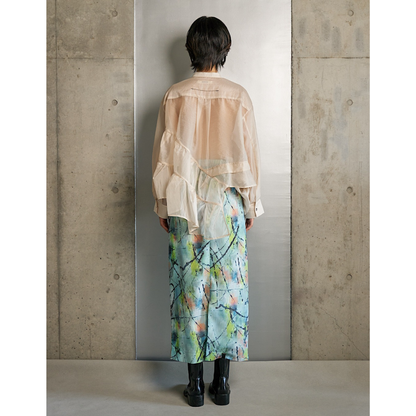 RUMCHE Sheer Gathered Blouse R25A10604