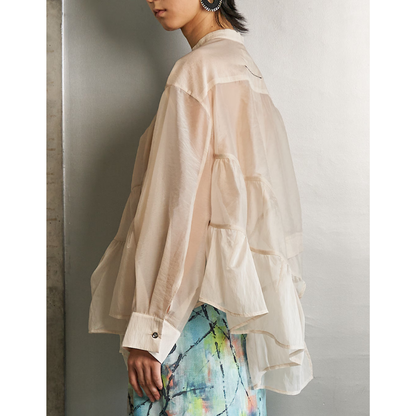 RUMCHE Sheer Gathered Blouse R25A10604