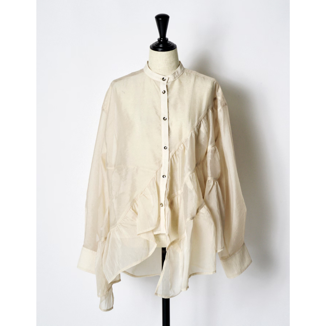 RUMCHE Sheer Gathered Blouse R25A10604