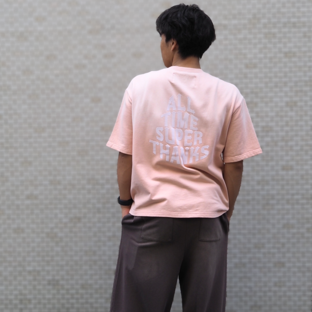 SUPERTHANKS Sun faded Flocky print Sweat S/S T-shirt CS01