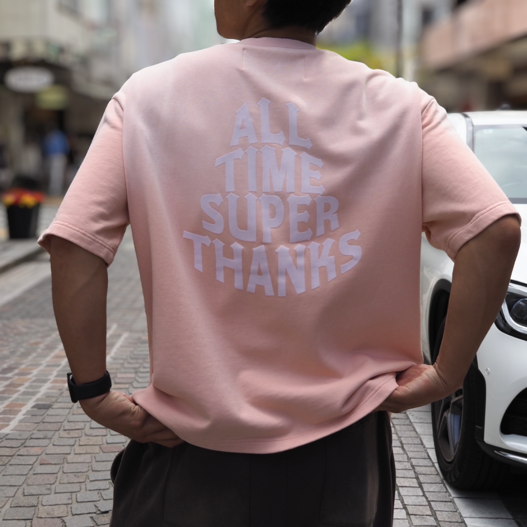 SUPERTHANKS Sun faded Flocky print Sweat S/S T-shirt CS01