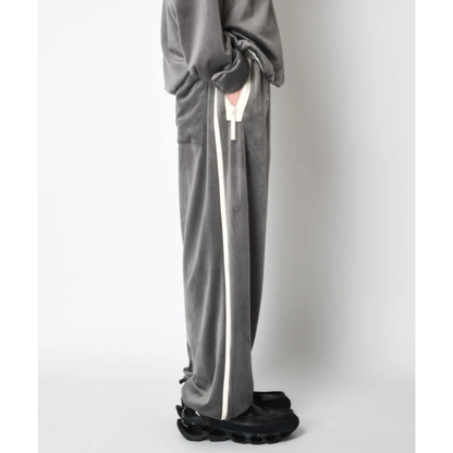 SUPERTHANKS Velour barrel leg line pants CS02