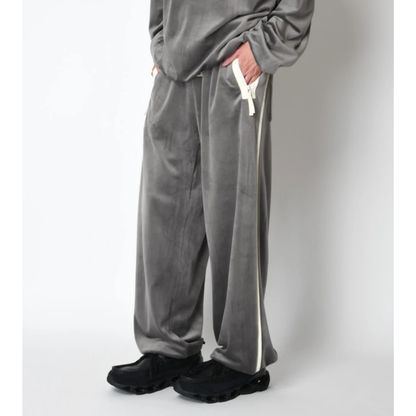 SUPERTHANKS Velour barrel leg line pants CS02
