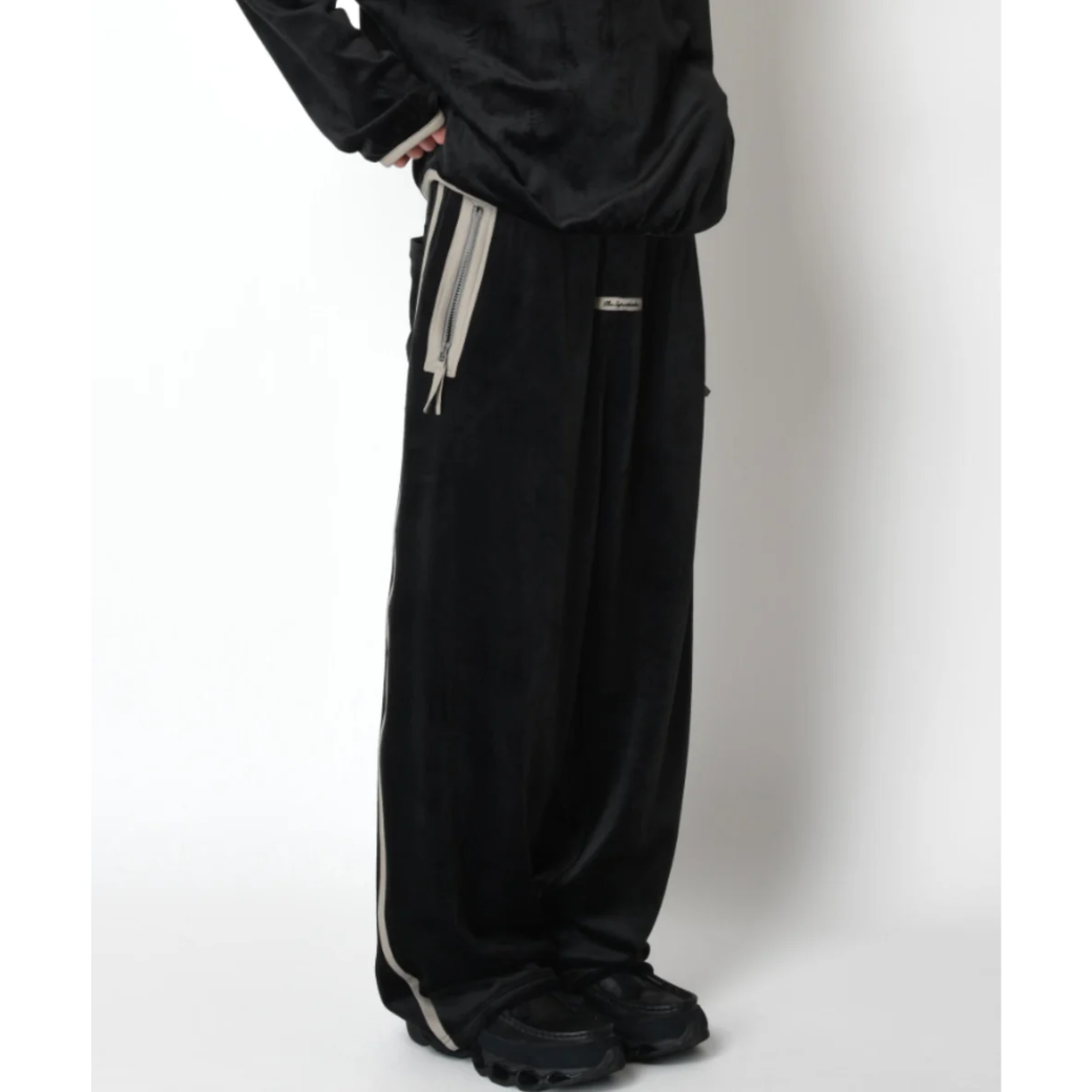 SUPERTHANKS Velour barrel leg line pants CS02