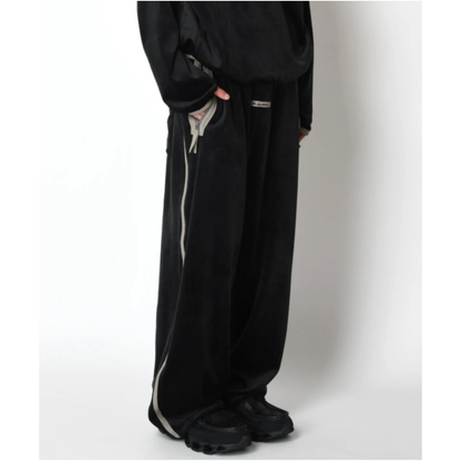 SUPERTHANKS Velour barrel leg line pants CS02