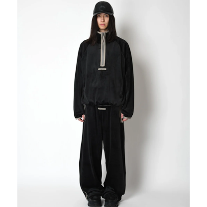 SUPERTHANKS Velour barrel leg line pants CS02