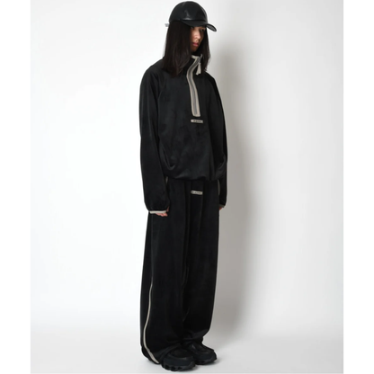 SUPERTHANKS Velour barrel leg line pants CS02