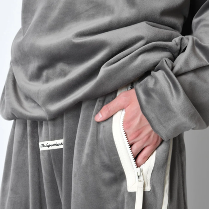 SUPERTHANKS Velour barrel leg line pants CS02