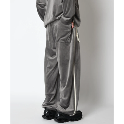 SUPERTHANKS Velour barrel leg line pants CS02