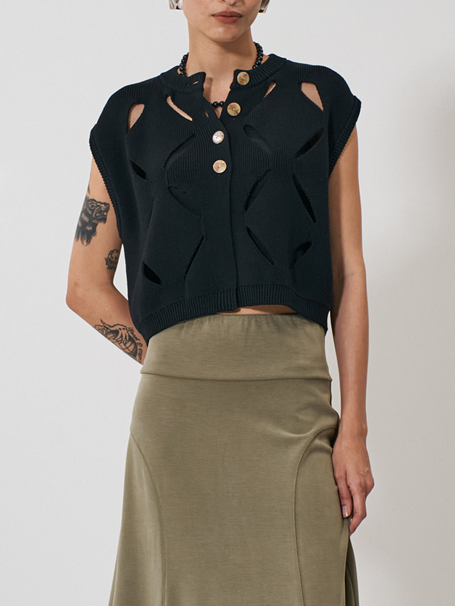 【予約販売】YENN CUT OUT PATTERN VEST Y261-91012