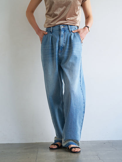 YENN LACE HEM TUCK DENIM Y263-31097