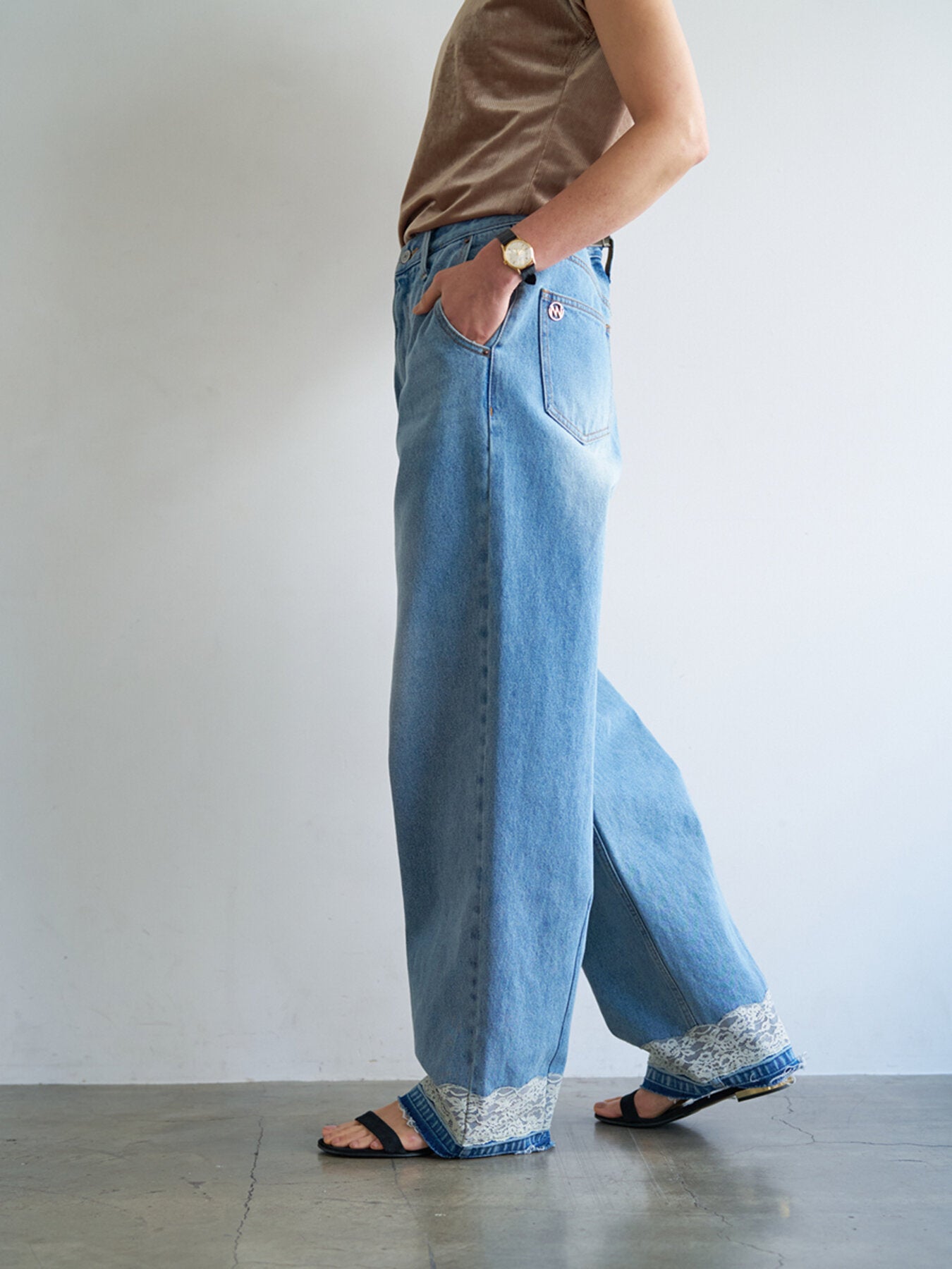 YENN LACE HEM TUCK DENIM Y263-31097