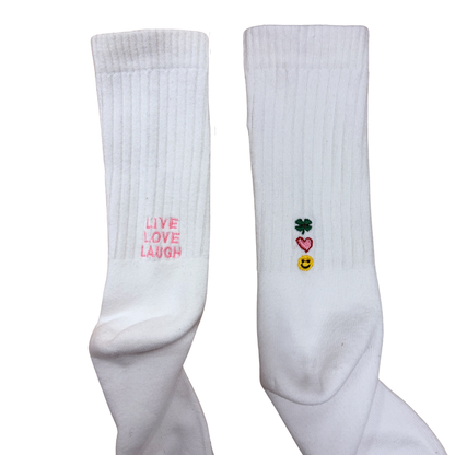SPRAWLS メッセージ＆モチーフ刺繍 クルーソックス (White)