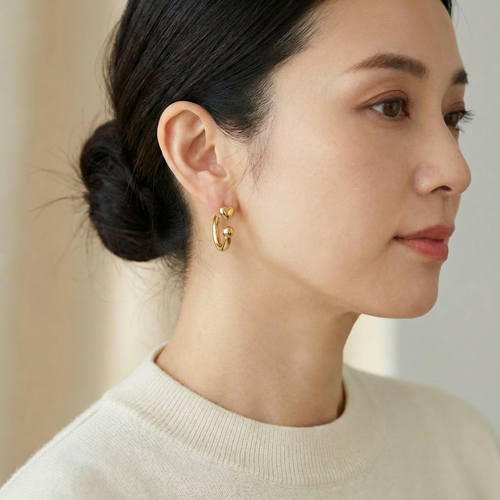 ハートフープピアス