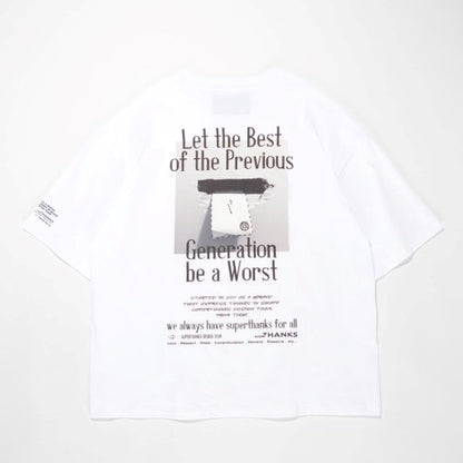 SUPERTHANKS LETTER BACK PRINT T-SHIRT［20%OFF］