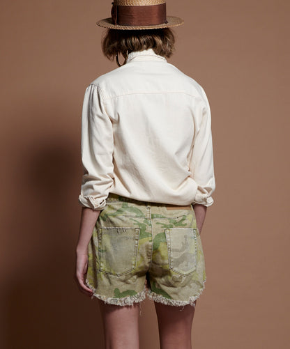 CAMO MID WAIST LE WOLVES MID LENGTH DENIM SHORT 04