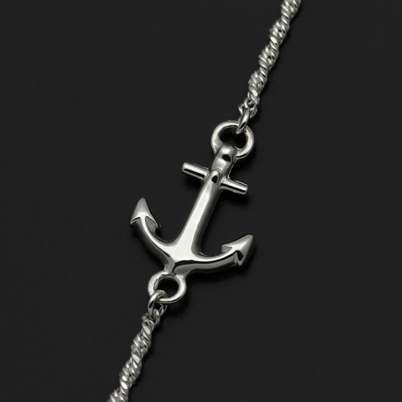 SYMPATHY OF SOUL Small Anchor Chain Bracelet - Silver [50%OFF]