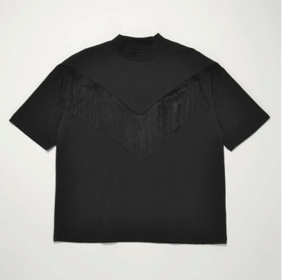 SUPERTHANKS SUEDE FRINGE MOCK NECK T-SHIRT［60%OFF］