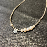 roarguns FRESH WATER PEARL BRASS NECKLACE