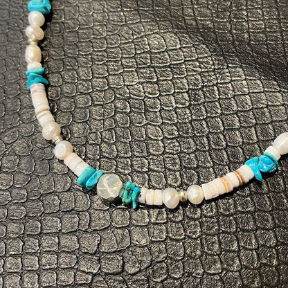 roarguns PEARL TURQUOISE WHITE SHELL NECKLACE［30%OFF］