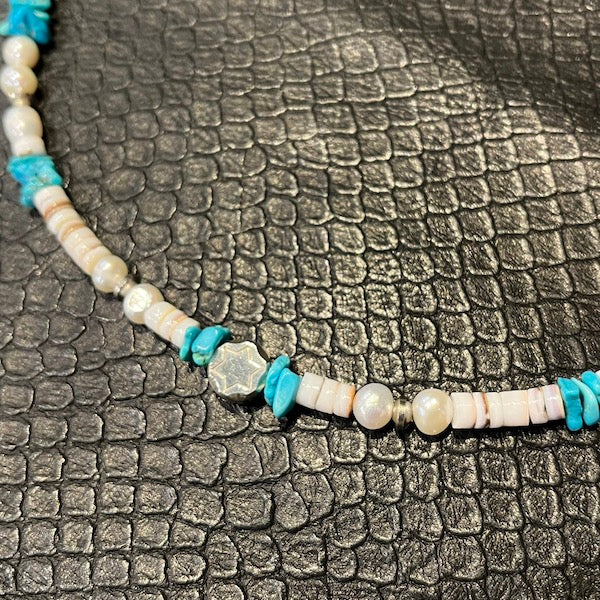 roarguns PEARL TURQUOISE WHITE SHELL NECKLACE［30%OFF］