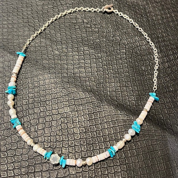 roarguns PEARL TURQUOISE WHITE SHELL NECKLACE［30%OFF］